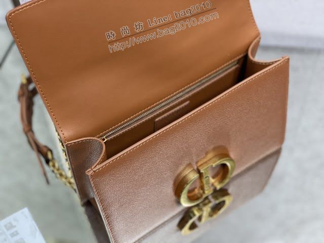 Dior女包 迪奧蒙田掌紋深古銅鏈條包 Dior肩背斜挎包  dfk1610